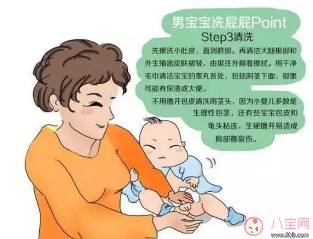 新生兒男寶寶私處清洗圖解 男寶寶私處護理注意事項