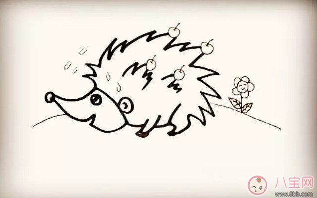 兒童小動物簡筆畫 森林里的小刺猬簡筆畫