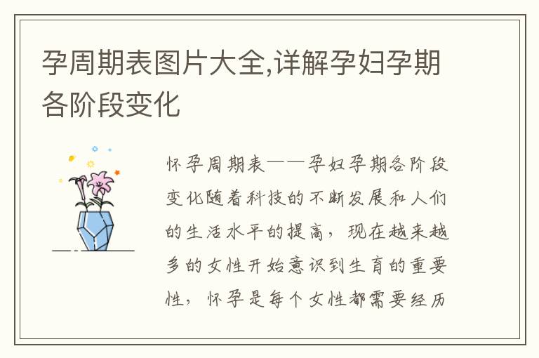 孕周期表圖片大全,詳解孕婦孕期各階段變化