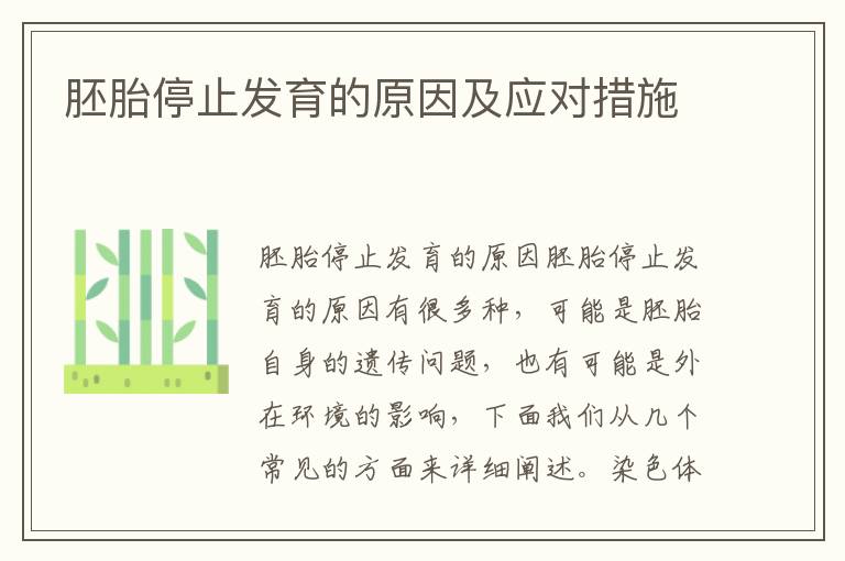 胚胎停止發育的原因及應對措施
