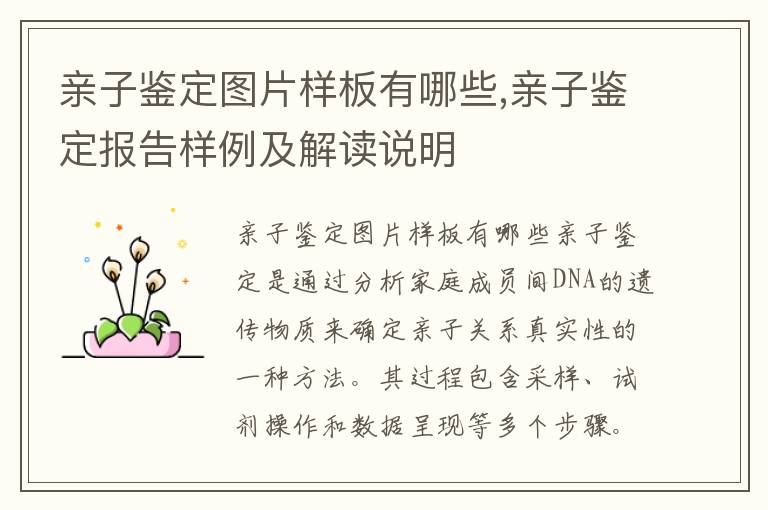 親子鑒定圖片樣板有哪些,親子鑒定報告樣例及解讀說明