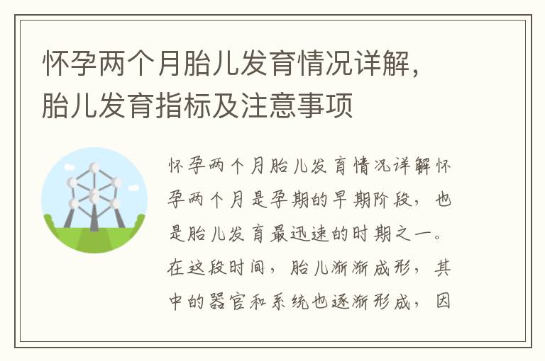 懷孕兩個月胎兒發育情況詳解，胎兒發育指標及注意事項