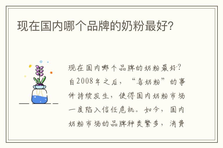 現在國內哪個品牌的奶粉最好？