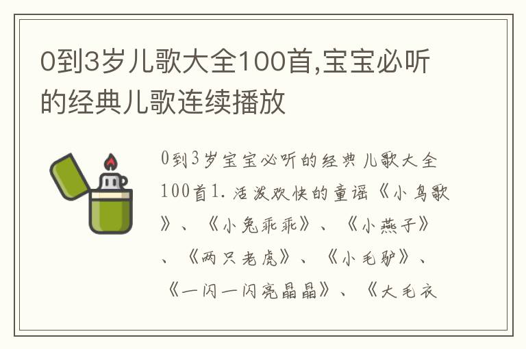 0到3歲兒歌大全100首,寶寶必聽的經典兒歌連續播放