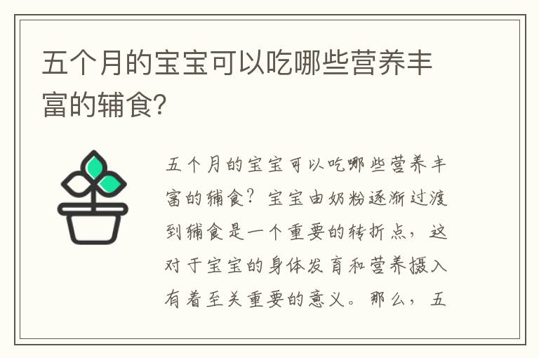 五個月的寶寶可以吃哪些營養豐富的輔食？