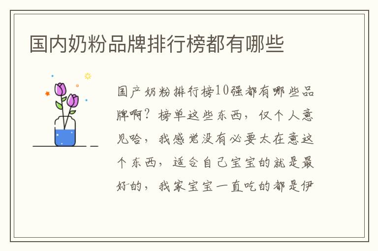 國內奶粉品牌排行榜都有哪些