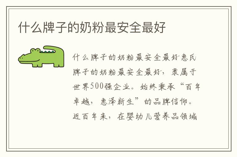 什么牌子的奶粉最安全最好