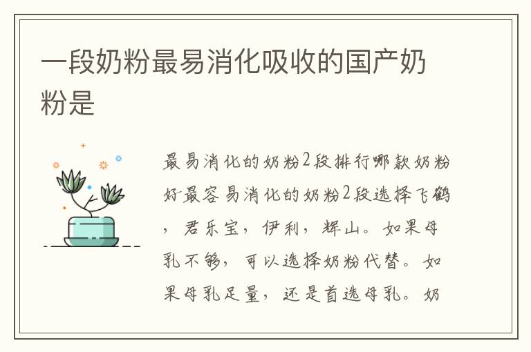 一段奶粉最易消化吸收的國產奶粉是
