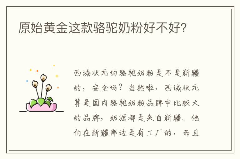 原始黃金這款駱駝奶粉好不好？