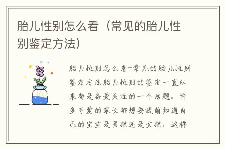 胎兒性別怎么看（常見的胎兒性別鑒定方法）