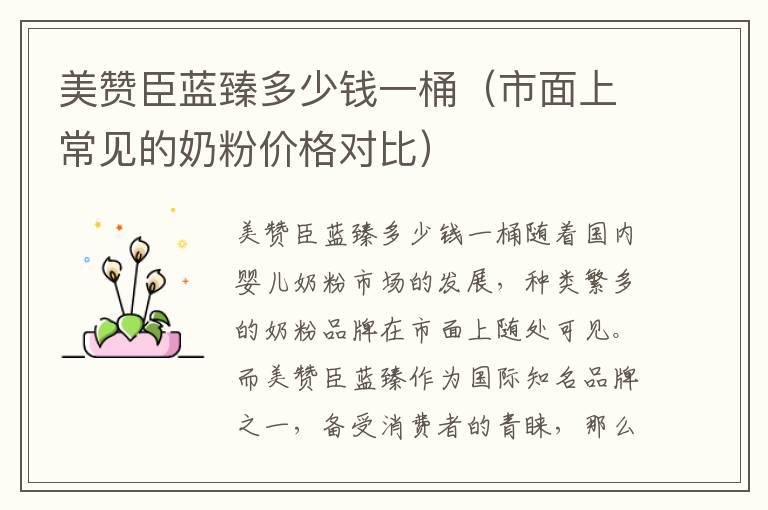 美贊臣藍臻多少錢一桶（市面上常見的奶粉價格對比）