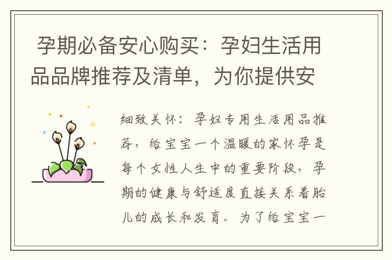  孕期必備安心購買：孕婦生活用品品牌推薦及清單，為你提供安全選擇和一應俱全的準備