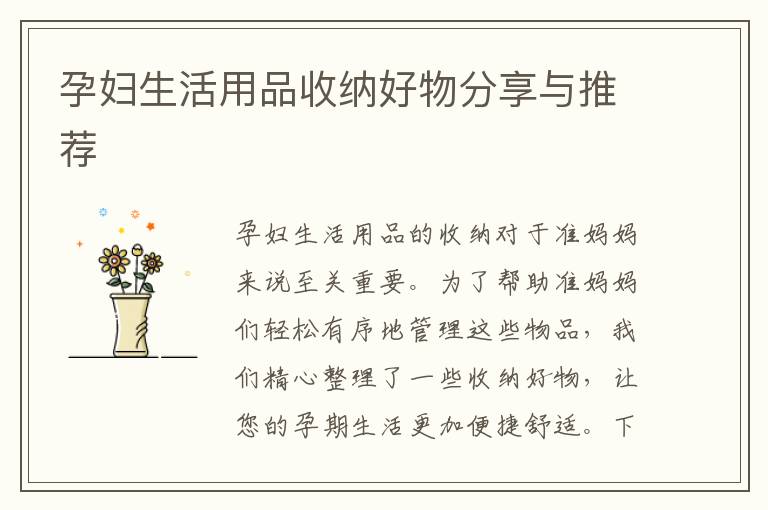 孕婦生活用品收納好物分享與推薦