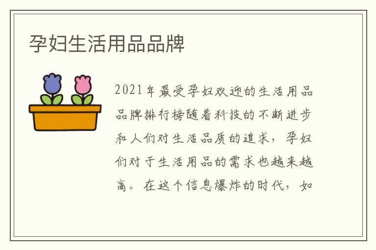 孕婦生活用品品牌