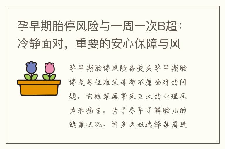 孕早期胎停風險與一周一次B超：冷靜面對，重要的安心保障與風險減少方法