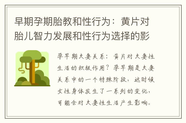早期孕期胎教和性行為：黃片對胎兒智力發展和性行為選擇的影響