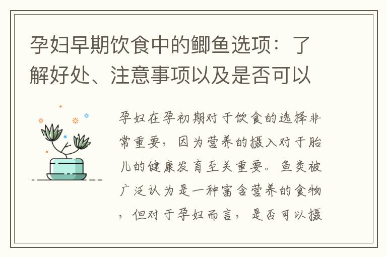 孕婦早期飲食中的鯽魚選項：了解好處、注意事項以及是否可以在孕初期享用的滋補營養？