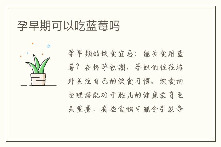 孕早期可以吃藍莓嗎