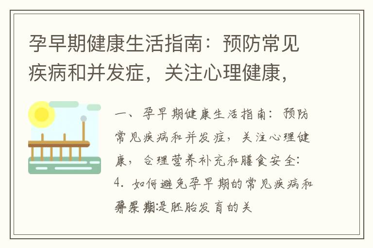 孕早期健康生活指南：預防常見疾病和并發癥，關注心理健康，合理營養補充和膳食安全_孕期健康指南：情緒調節、運動