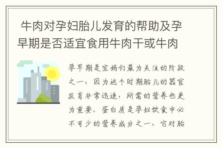  牛肉對孕婦胎兒發育的幫助及孕早期是否適宜食用牛肉干或牛肉松？