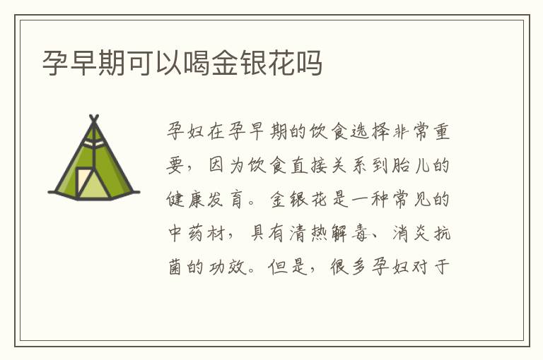 孕早期可以喝金銀花嗎