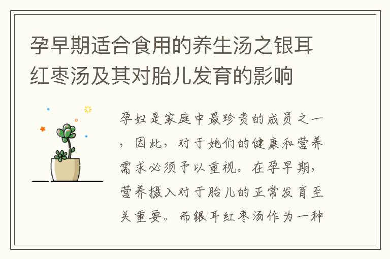 孕早期適合食用的養生湯之銀耳紅棗湯及其對胎兒發育的影響