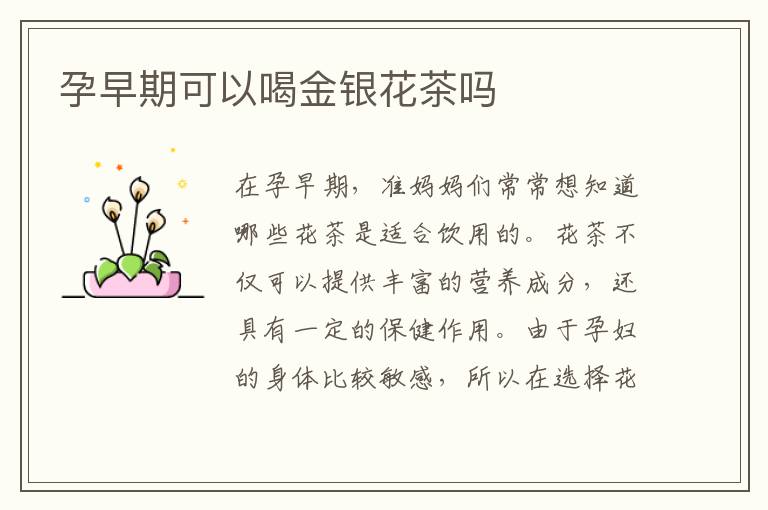 孕早期可以喝金銀花茶嗎