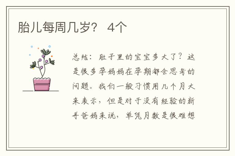 胎兒每周幾歲？ 4個