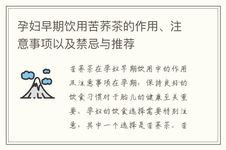 孕婦早期飲用苦蕎茶的作用、注意事項以及禁忌與推薦