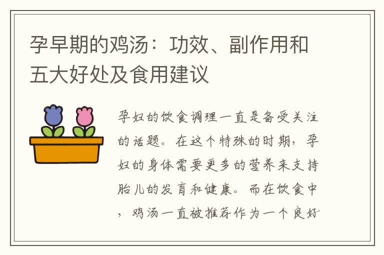 孕早期的雞湯：功效、副作用和五大好處及食用建議