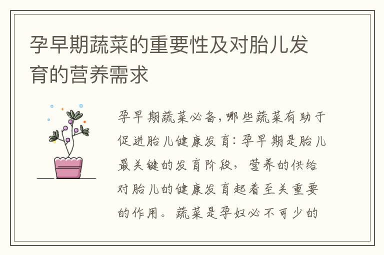 孕早期蔬菜的重要性及對胎兒發育的營養需求