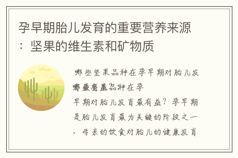 孕早期胎兒發育的重要營養來源：堅果的維生素和礦物質