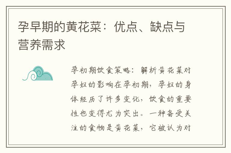 孕早期的黃花菜：優點、缺點與營養需求
