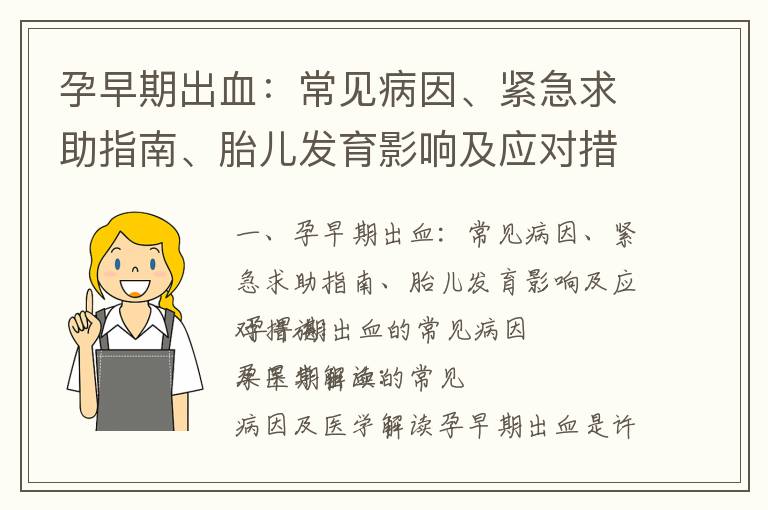 孕早期出血：常見病因、緊急求助指南、胎兒發育影響及應對措施_孕早期出血：常見疾病與診斷治療建議