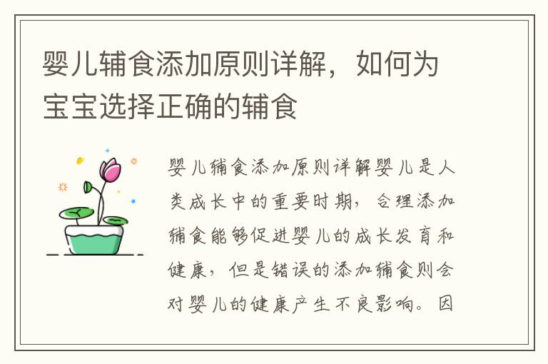 嬰兒輔食添加原則詳解，如何為寶寶選擇正確的輔食