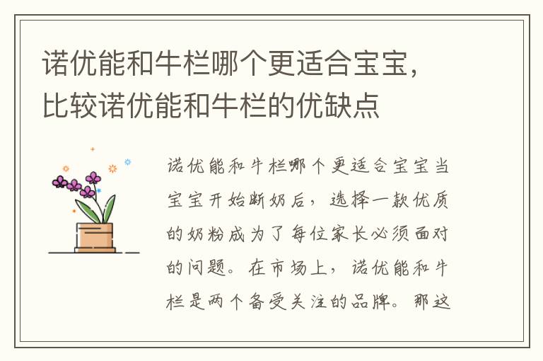 諾優能和牛欄哪個更適合寶寶，比較諾優能和牛欄的優缺點