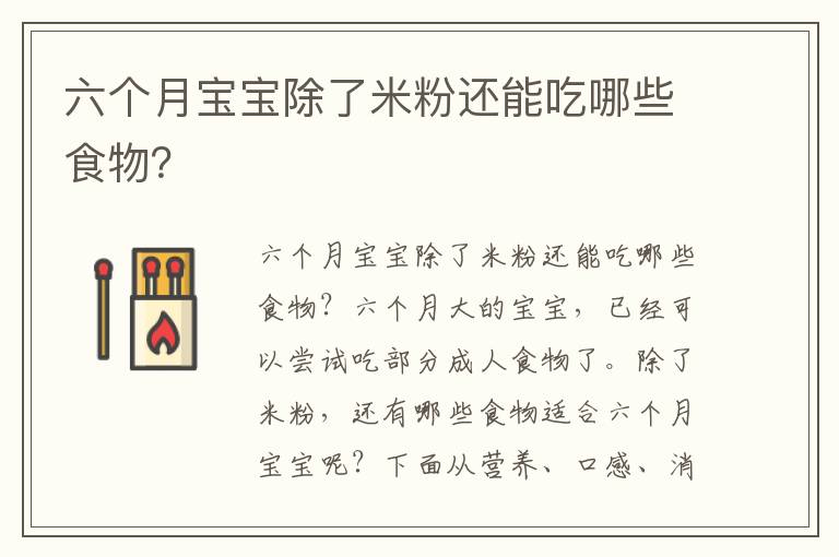 六個月寶寶除了米粉還能吃哪些食物？