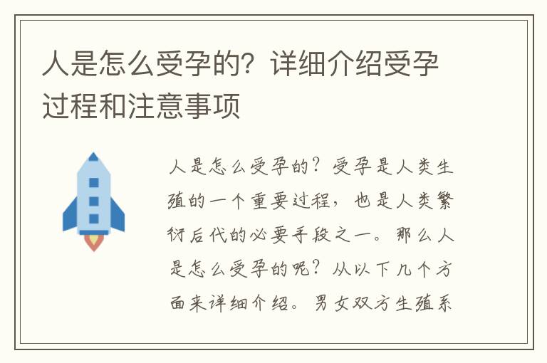 人是怎么受孕的？詳細介紹受孕過程和注意事項