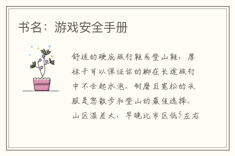書名：游戲安全手冊