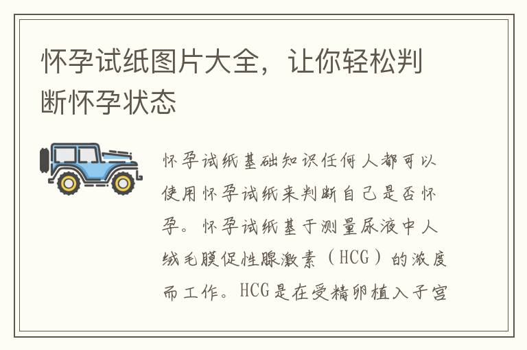 懷孕試紙圖片大全，讓你輕松判斷懷孕狀態