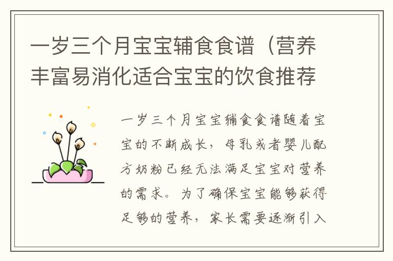 一歲三個月寶寶輔食食譜（營養豐富易消化適合寶寶的飲食推薦）