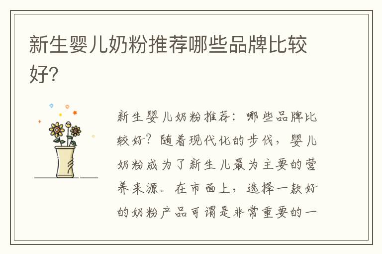 新生嬰兒奶粉推薦哪些品牌比較好？