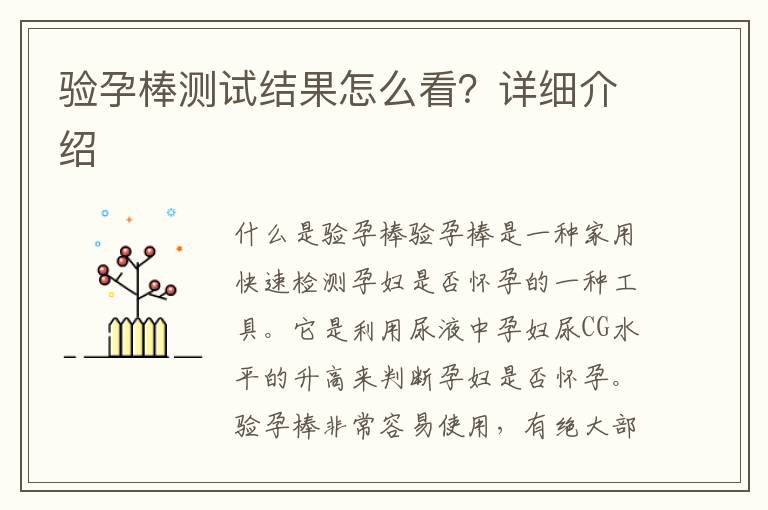 驗孕棒測試結果怎么看？詳細介紹
