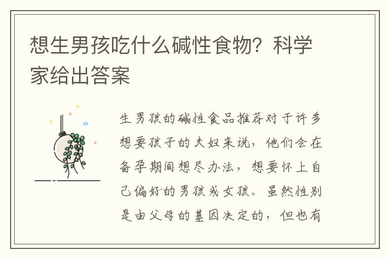 想生男孩吃什么堿性食物？科學家給出答案