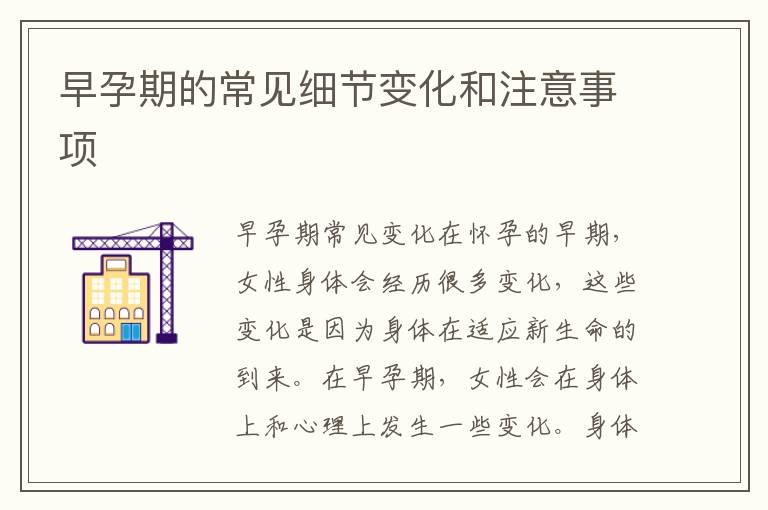 早孕期的常見細節變化和注意事項