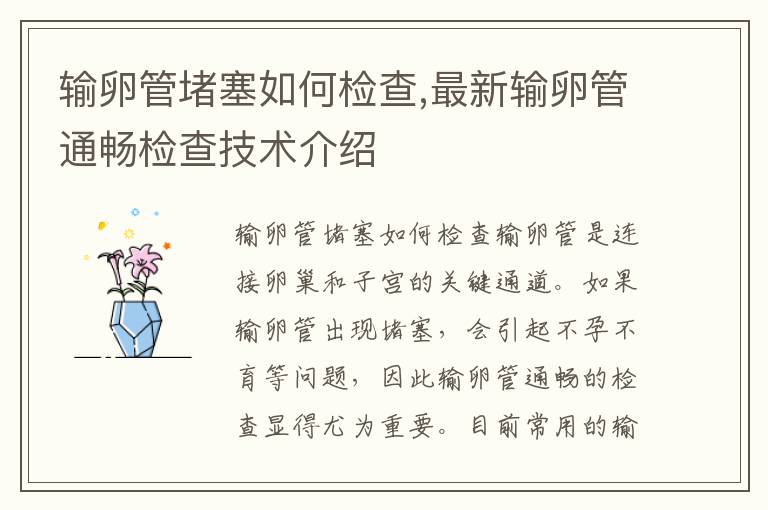 輸卵管堵塞如何檢查,最新輸卵管通暢檢查技術介紹