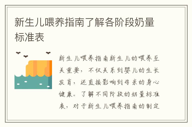 新生兒喂養指南了解各階段奶量標準表