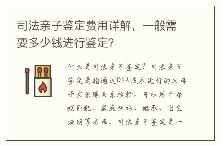 司法親子鑒定費用詳解，一般需要多少錢進行鑒定？
