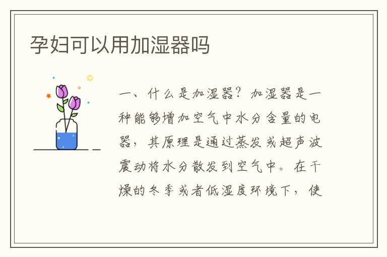 孕婦可以用加濕器嗎