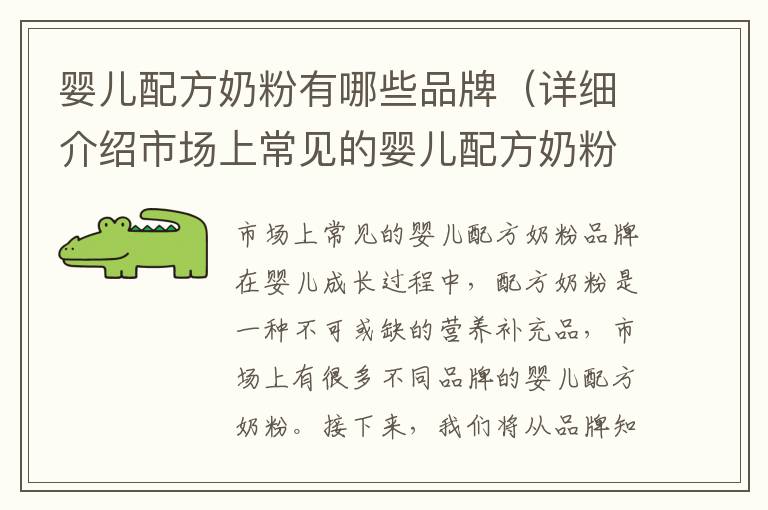 嬰兒配方奶粉有哪些品牌（詳細介紹市場上常見的嬰兒配方奶粉品牌）